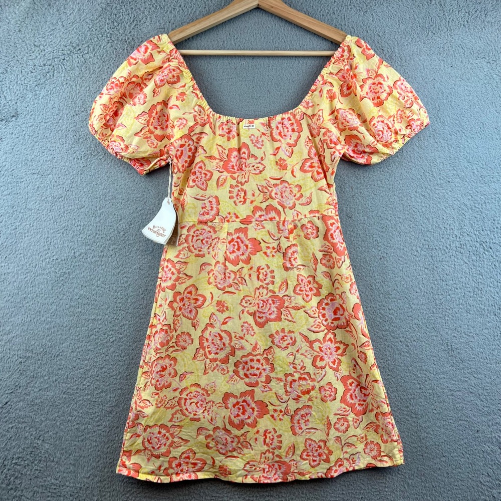New Billabong x Wrangler Far & Away Mini Dress Floral Boho Western Womens Small